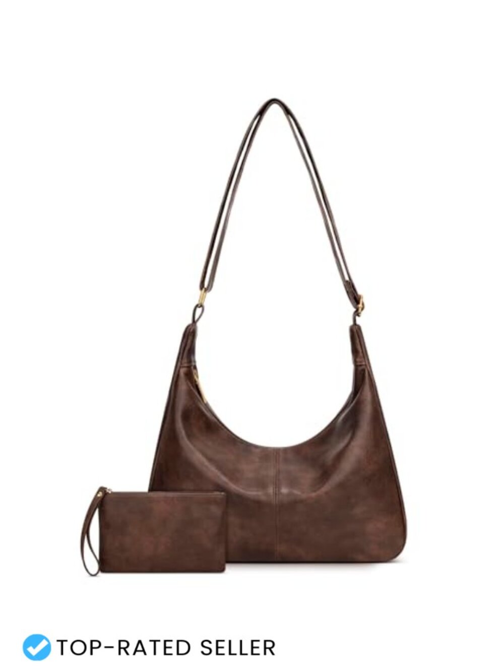 Slouchy Hobo Shoulder Bag Vegan Leather Adjustable Crossbody Purse